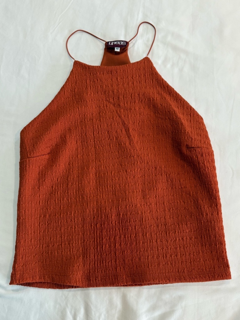 4/$20 - LINEAS  Rust Textured Halter Tank Top - Medium